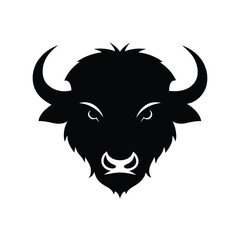 Fototapeta premium Silhouette vector of a buffalo head with strong horns for bold animal graphic design Vector illustration