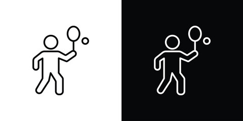 Badminton icon. Editable stroke. Icon for web.