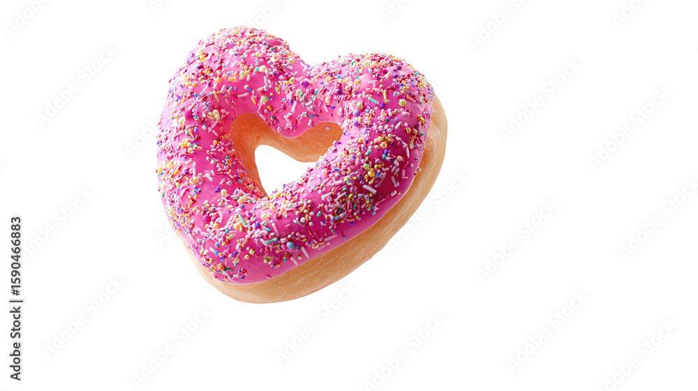 Poster flying frosted sprinkled donuts. set of multicolored doughnuts with sprinkles isolate on color backg