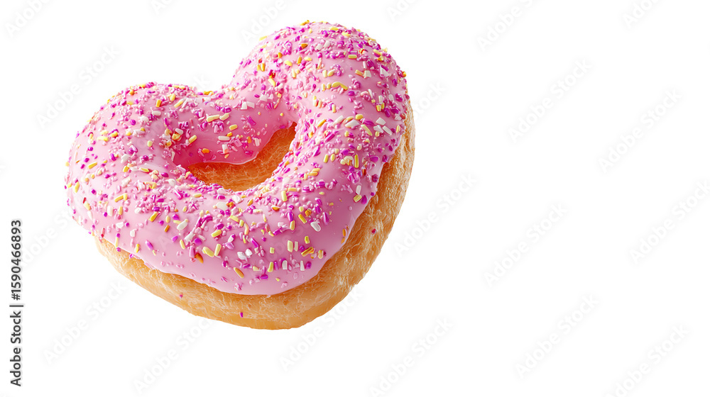 Poster flying frosted sprinkled donuts. set of multicolored doughnuts with sprinkles isolate on color backg