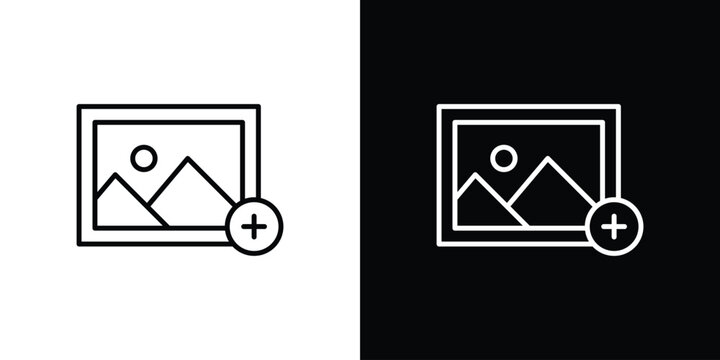 Add photos icon. Editable stroke. Icon for web.