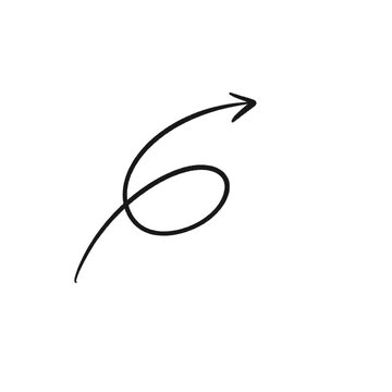 Hand Drawn Looping Arrow Illustration &mdash; Swirl Direction Sketch Pointing Up and Right