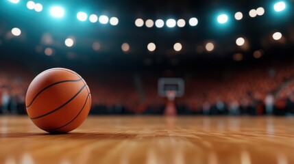 Championship basketball celebration in a vibrant arena filled with fans