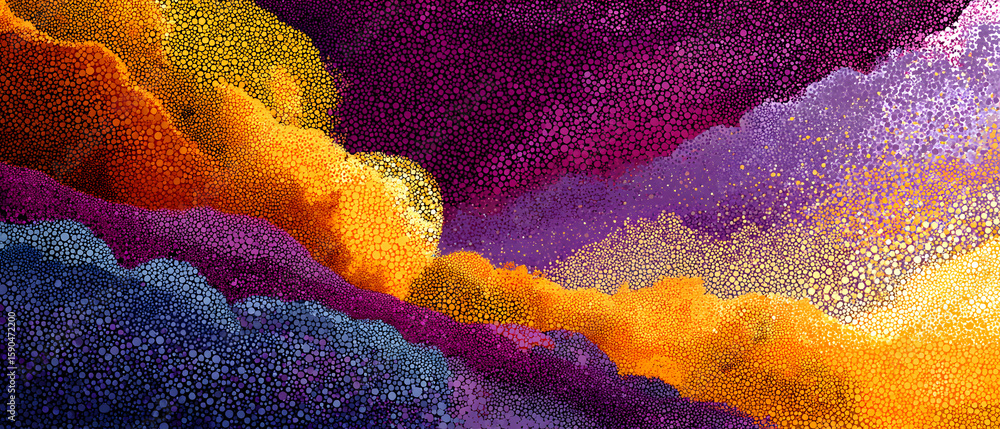 Aufkleber colorful, abstract image with a purple and orange background. the image is made up of many small dot