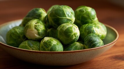 Fresh brussels sprouts in bowl