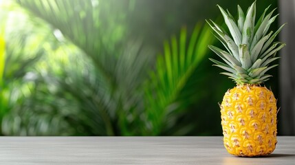 Pineapple stands brightly against a dark wall creating a bold contrast