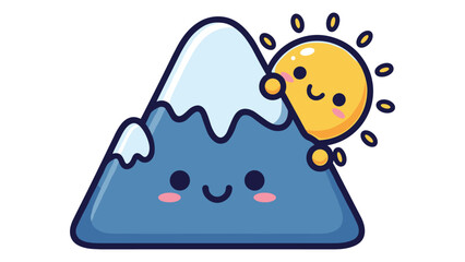 Cute Mountain and Sun Cartoon Illustration for Kids Design Projects and Graphic Resources