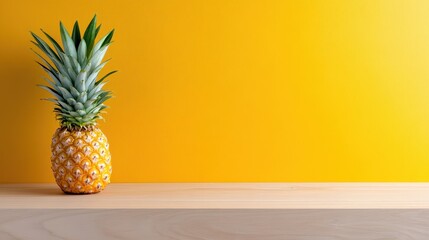 Vibrant pineapple contrasts with dark wall in a bold artistic display