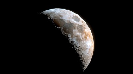 Intricate details of a radiant crescent moon illuminating the night sky