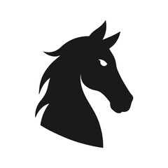 Fototapeta premium Silhouette vector of a horse head with flowing mane for speed and beauty theme design Vector illustration