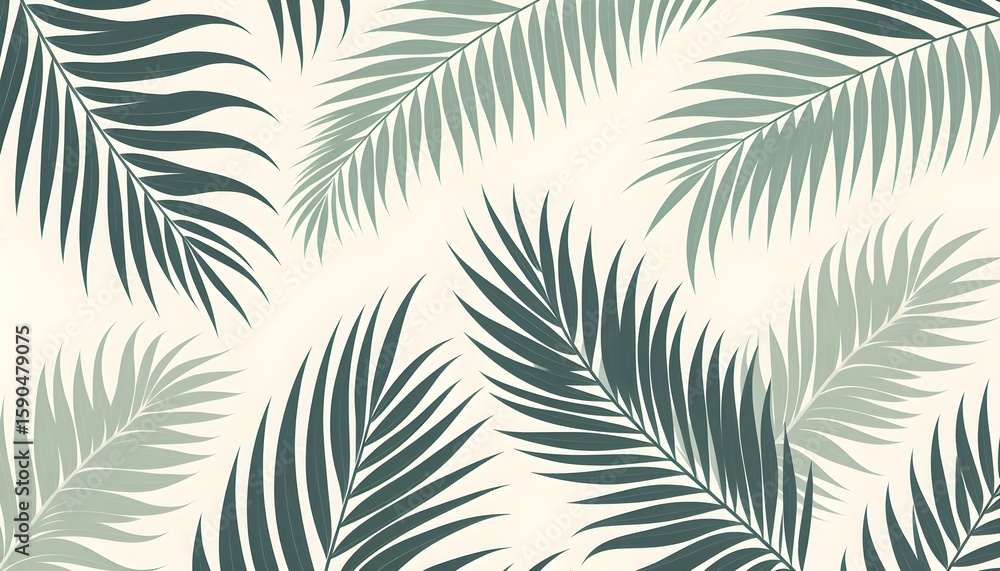 Aufkleber seamless pattern of subtle green palm leaves with modern minimal style and smooth gradient tones