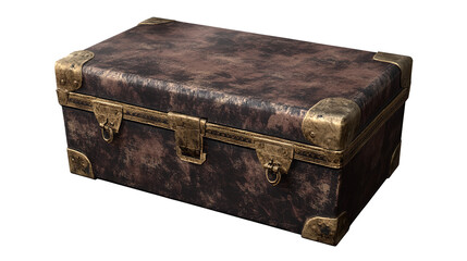 An antique trunk whispers tales of forgotten voyages holding secrets locked away with aged on transparent background