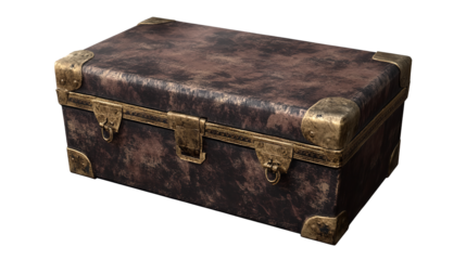 An antique trunk whispers tales of forgotten voyages holding secrets locked away with aged on transparent background