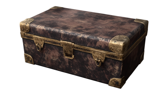 An antique trunk whispers tales of forgotten voyages holding secrets locked away with aged on transparent background