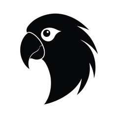 Fototapeta premium Silhouette vector of a parrot head with curved beak for tropical and colorful bird art Vector illustration