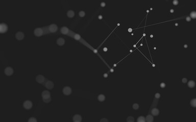 Fototapeta premium Abstract background. Molecules technology with polygonal shapes, connecting dots and lines. Connection structure. Big data visualization.