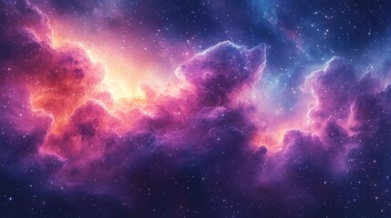 Fototapeta premium Surreal watercolor galaxy, dreamy cosmic texture in vibrant purple and pink tones, abstract celestial background with ethereal brushstrokes, fantasy space nebula in fluid art style
