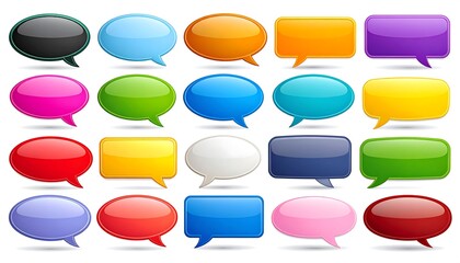 Colorful speech bubbles in various shapes