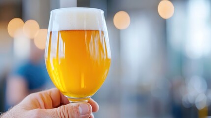 Expert brewer evaluates craft beer quality in brewery setting