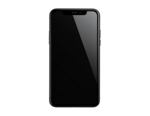  Top-Down Flat Lay of Black Smartphone with Reflections on Glossy Screen, Pixel Perfect