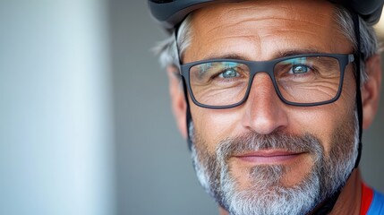 Mature businessman embraces cycling adventure with confidence and style