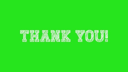 thank you message used for gratitude clips and appreciation videos on green screen, animated thank you text on green screen.