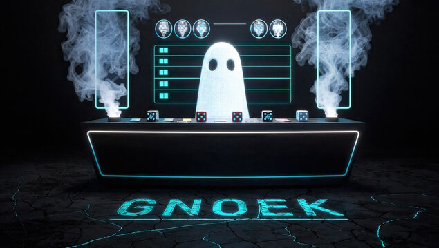 Digital Game Table with Ghost Figure and Dice