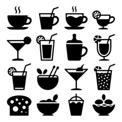 Fototapeta premium Quality full Food and drinks line icon set 