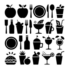 Quality full Food and drinks line icon set 