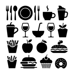  Quality full Food and drinks line icon set 