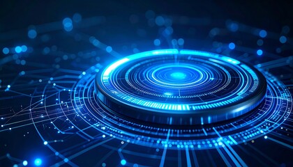 Futuristic digital interface with glowing circular elements