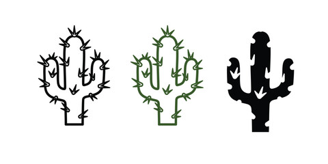  Cactus Plant Clipart Black and White Vector Illustration