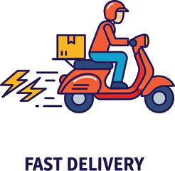  Fast Delivery Scooter with Box and Rider