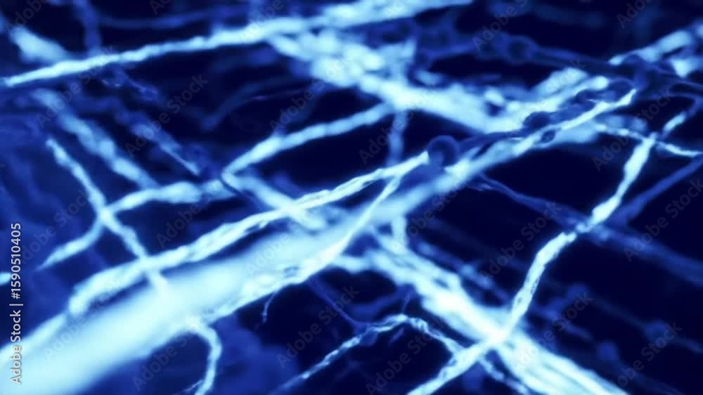 Poster abstract blue neural network connection structure in dark background for science technology and futu