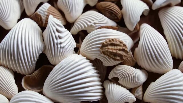 Dynamic closeup of seashell patterns showcasing natural texture and elegance