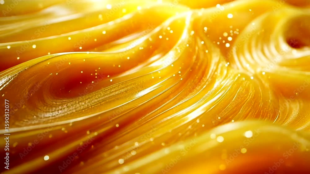 Poster golden abstract waves with sparkling particles for luminous backgrounds and visuals