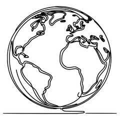 Abstract Planet Sketch, Single-line artistry representing world geography.
