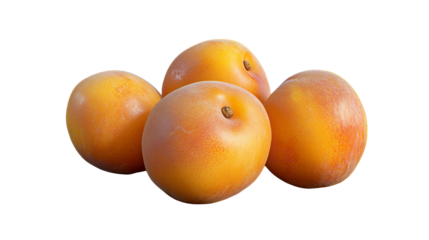 A sweet quartet of fresh juicy pluots promising a burst of summer flavor and healthy delight on transparent background