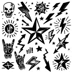 Edgy Illustrative World, Hand-drawn symbols from a rebellious archive