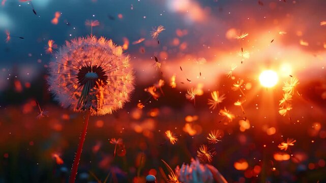 Visualize a captivating macro photograph of a dandelion seed head, with delicate seeds ready to drift away The image is softly lit to enhance the fine details and textures, set