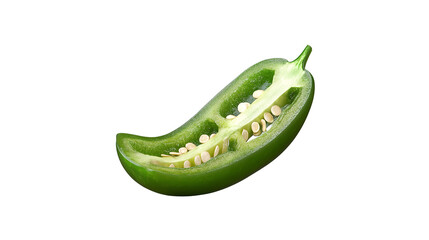 A vibrant green jalape o pepper sliced open revealing its fiery seeds of summer an essential on transparent background