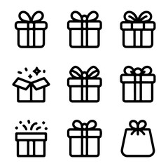  Quality full gift box line icon set