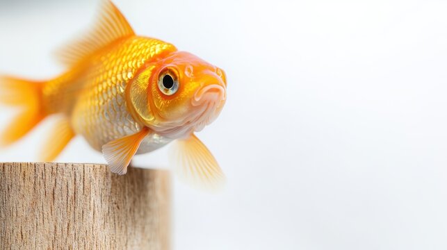 Golden goldfish swimming gracefully in vibrant aquarium setting