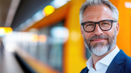 Mature businessman waiting on subway platform during morning commute