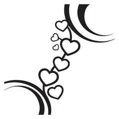 Stylized hearts connected by swirling lines and curves, creating a dynamic and romantic design element
