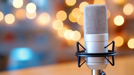 Captivating ambiance with professional microphone and headphones in studio