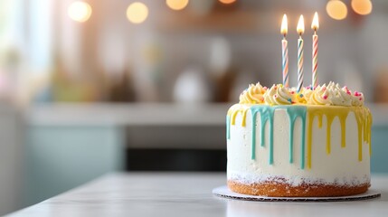 Delightful pastel birthday cake brings joy to a festive gathering