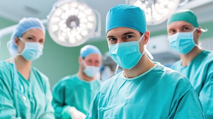Surgeons collaborating in a modern operating room during a complex procedure