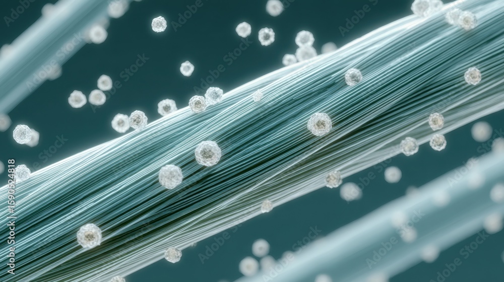 Poster nanoparticles interact with complex fluted structures, possibly demonstrating advanced filtration or