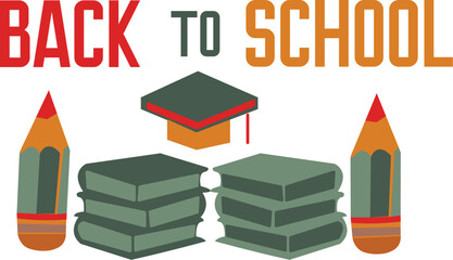 Back to school concept of books and pencils